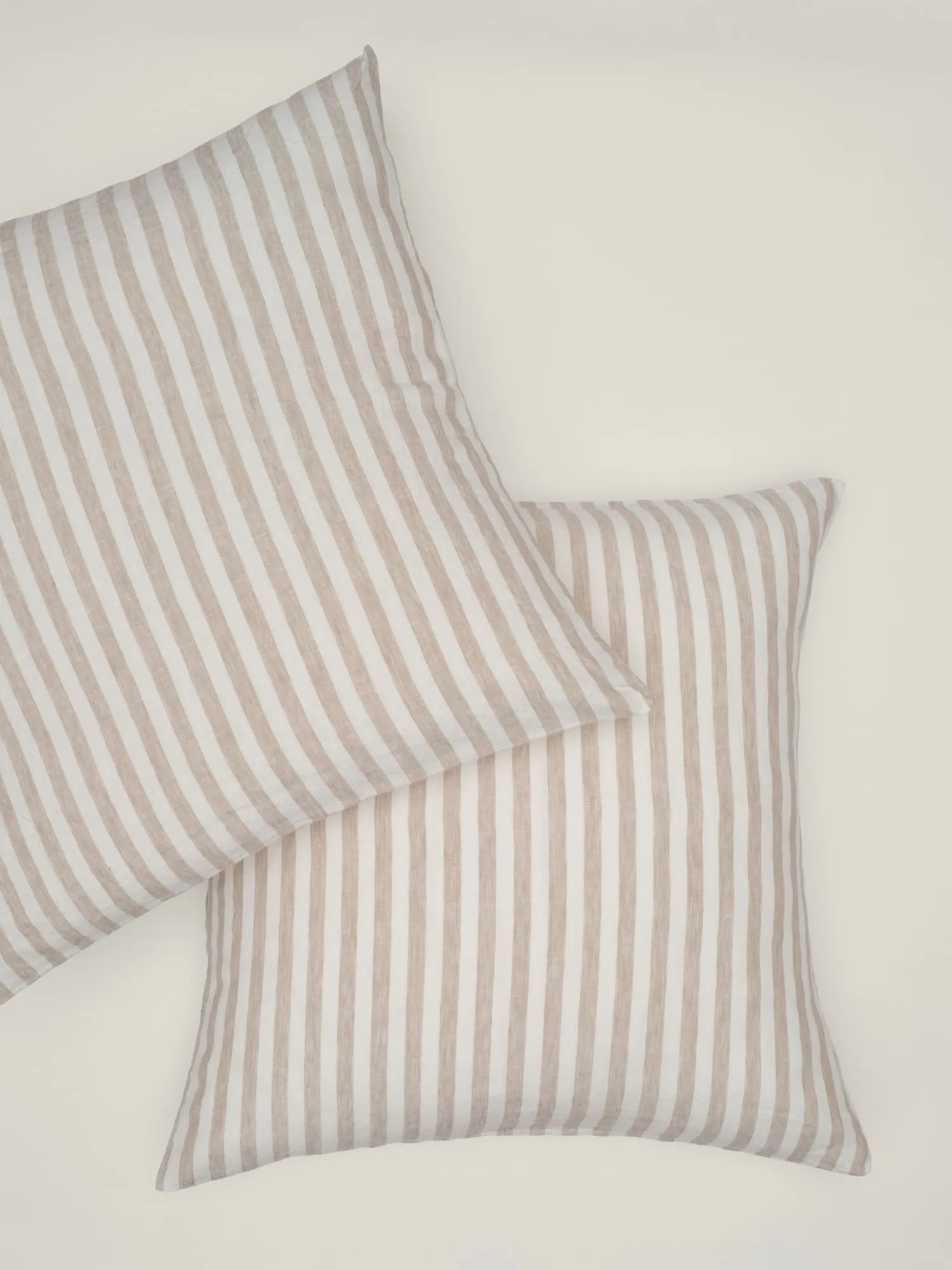 100% Linen European Pillowcase Set (of two) in Wide Natural Stripes