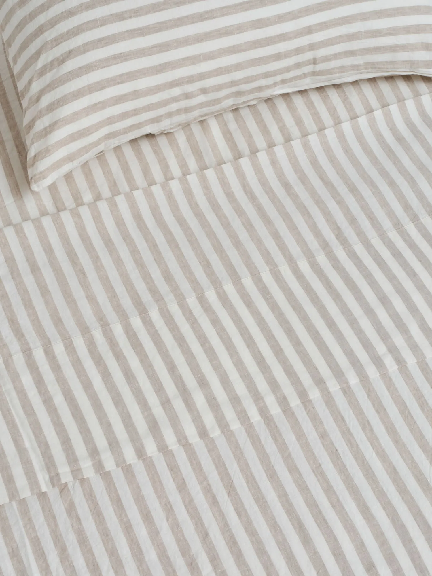 100% Linen European Pillowcase Set (of two) in Wide Natural Stripes