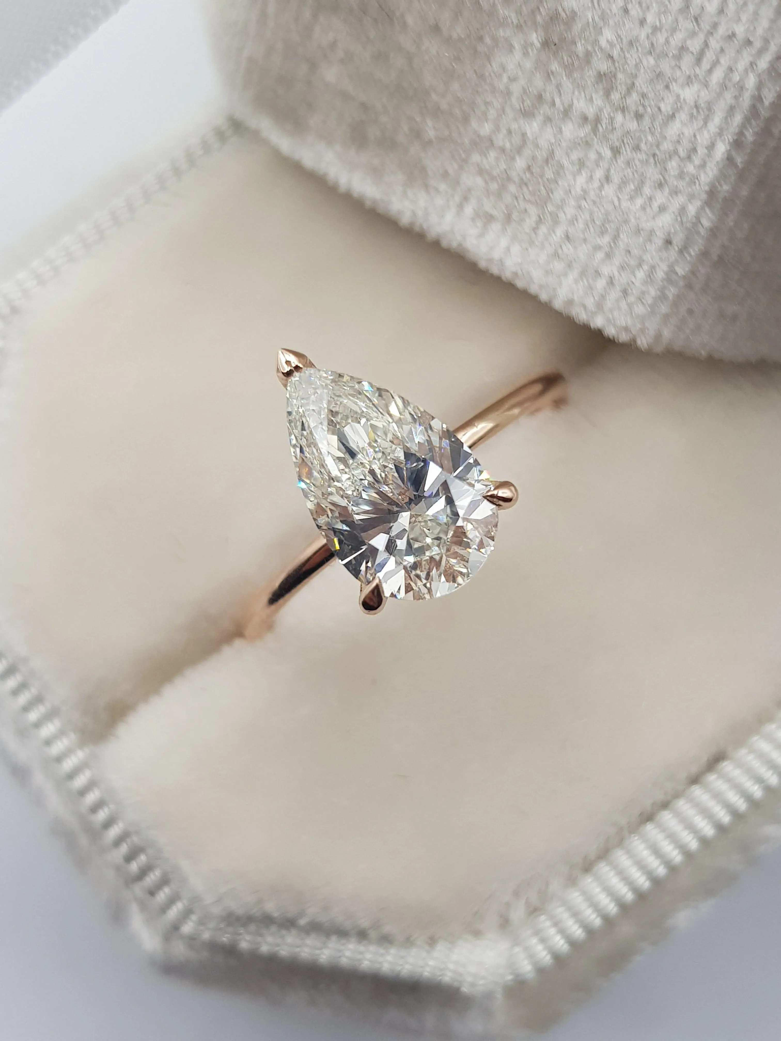 2.15 Carats Pear Shape Hidden Halo Diamond Engagement Ring