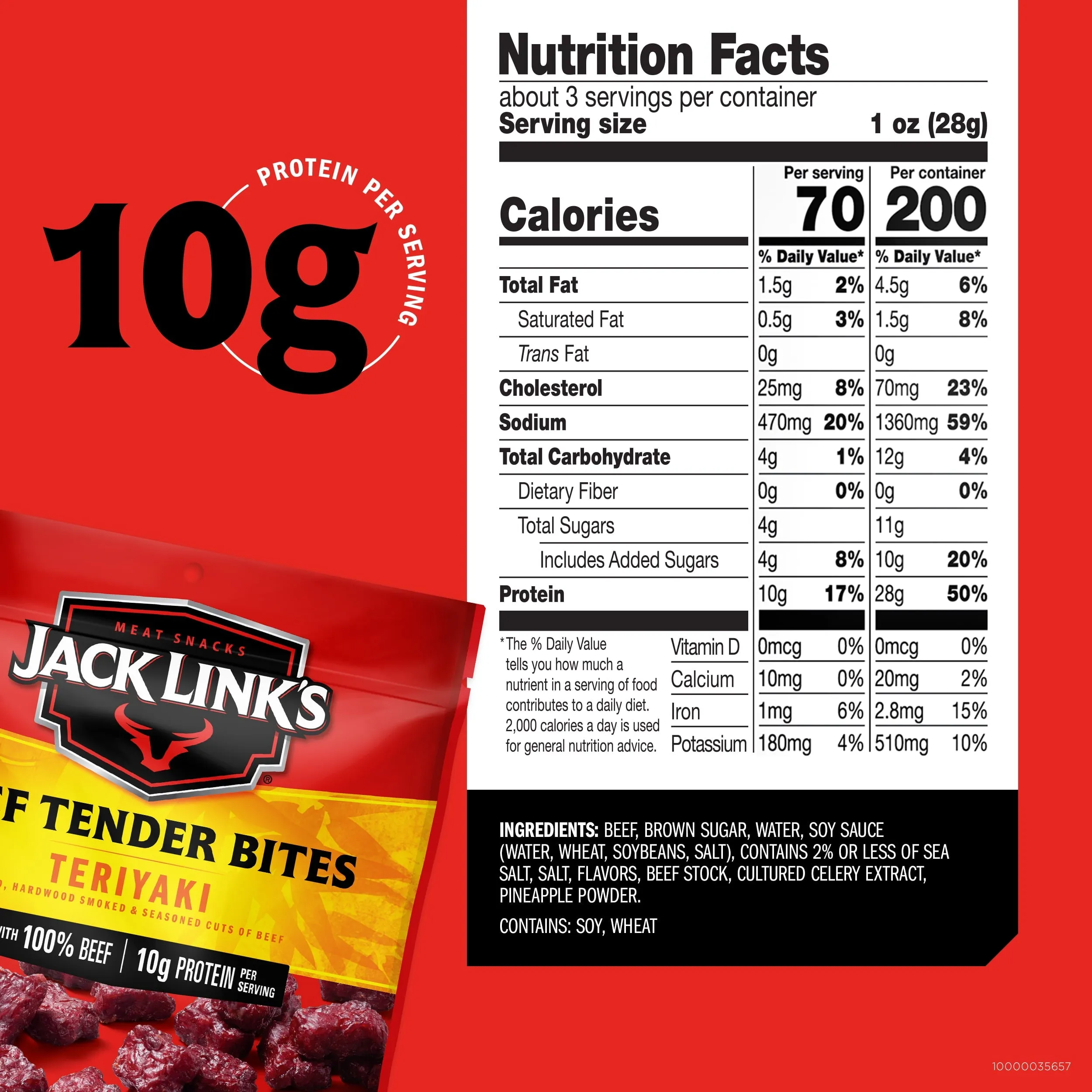 2.85oz Jack Links Teriyaki Beef Tender Bites 1/1 Count