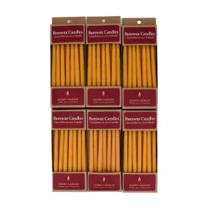 7 Pack of 6 Inch Natural Beeswax Thin Tapers