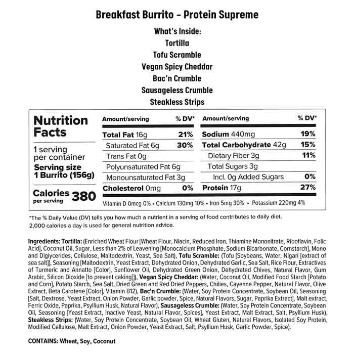 Alpha Foods - Breakfast Burrito Protein Supreme, 5.5oz | Pack of 12