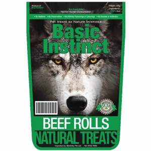 Basic Instinct Beef Rolls Natural Dog Treat 200g