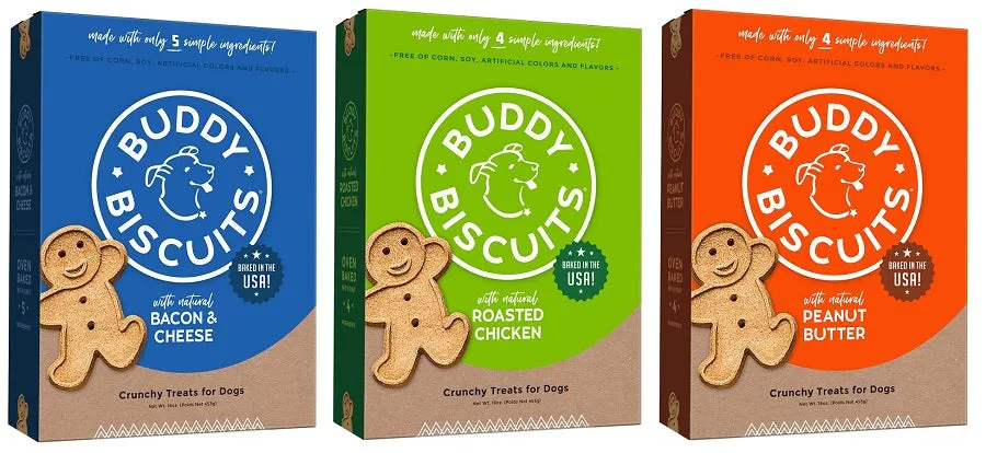 Buddy Biscuits Healthy Whole Grain Oven Baked Biscuit Treats - 2 Sizes