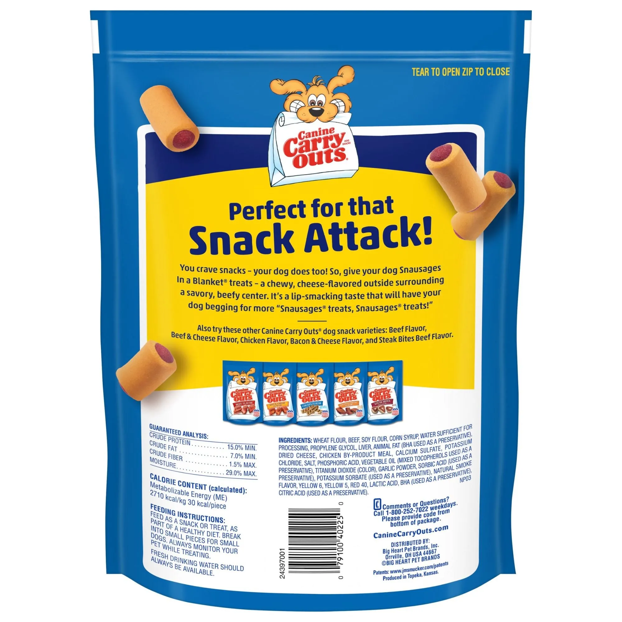 Canine Carry Outs Snausages in a Blanket Chewy Dog Treats, Beef & Cheese Flavor, 22.5 Ounces