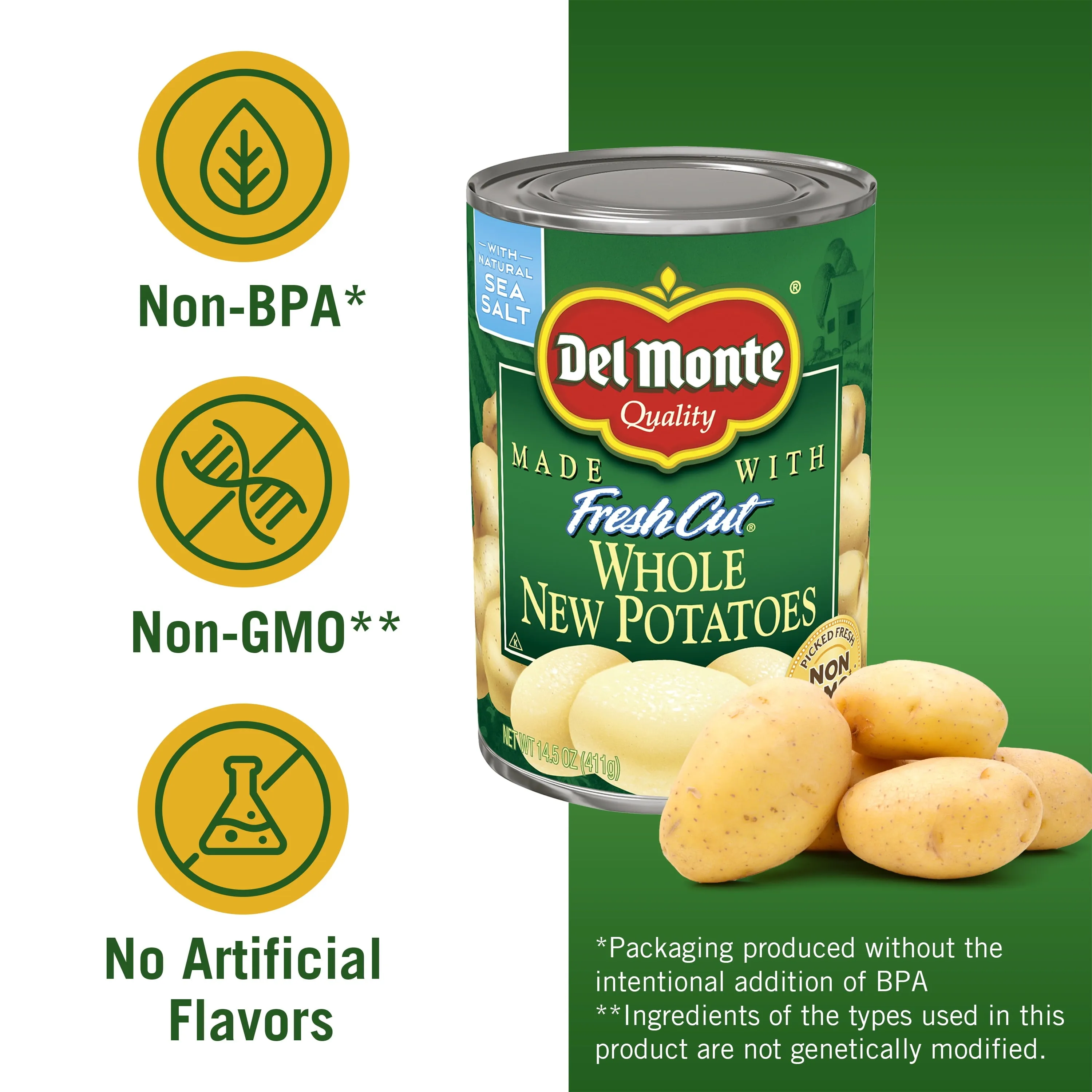 Del Monte Whole Potatoes, Canned Vegetables, 14.5 oz Can