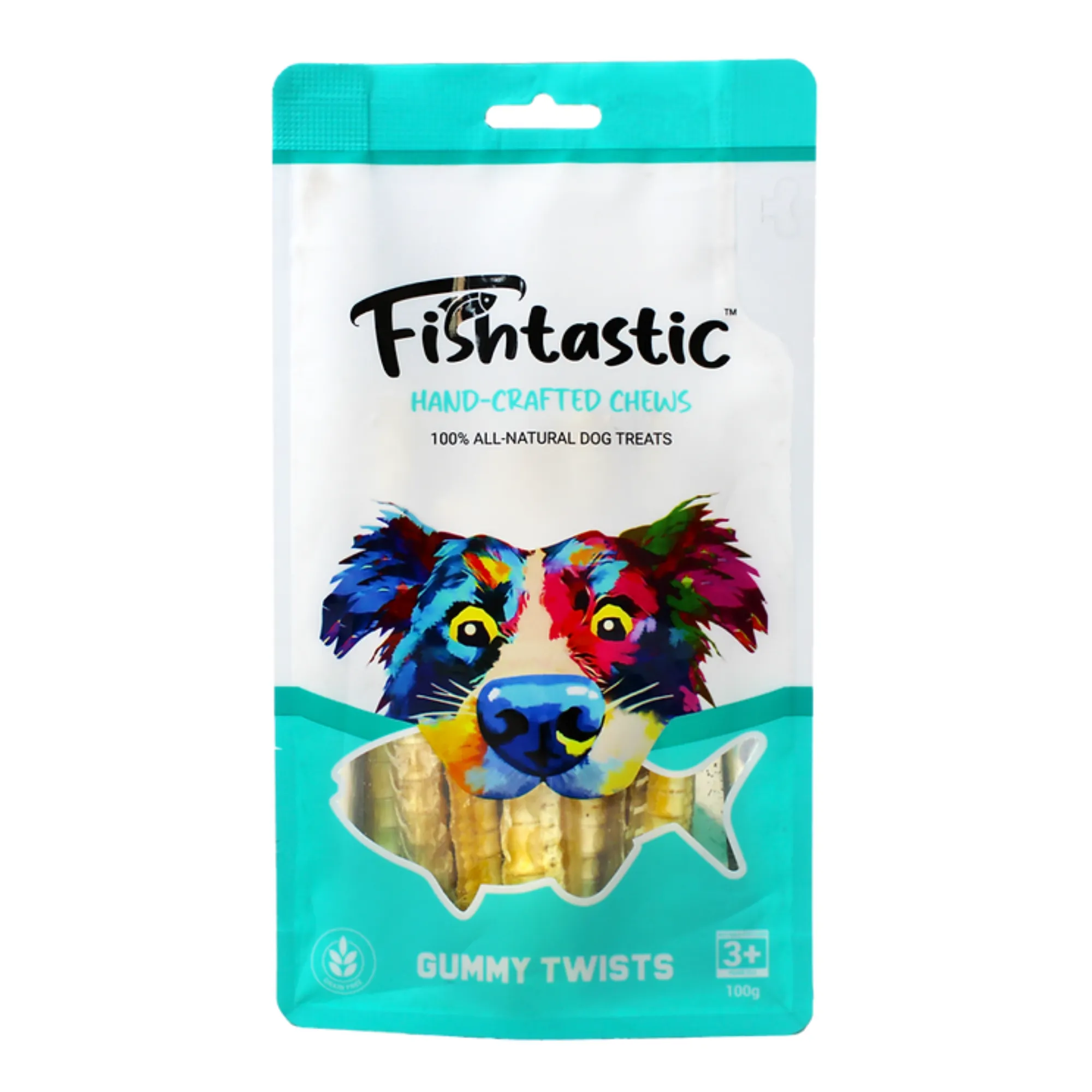 Fishtastic Dog Treat Gummy Twists Hand Crafted Chews 100g