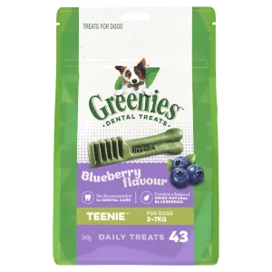 Greenies Dog Blueberry Dental Health Treats for Teenie Dogs 340g