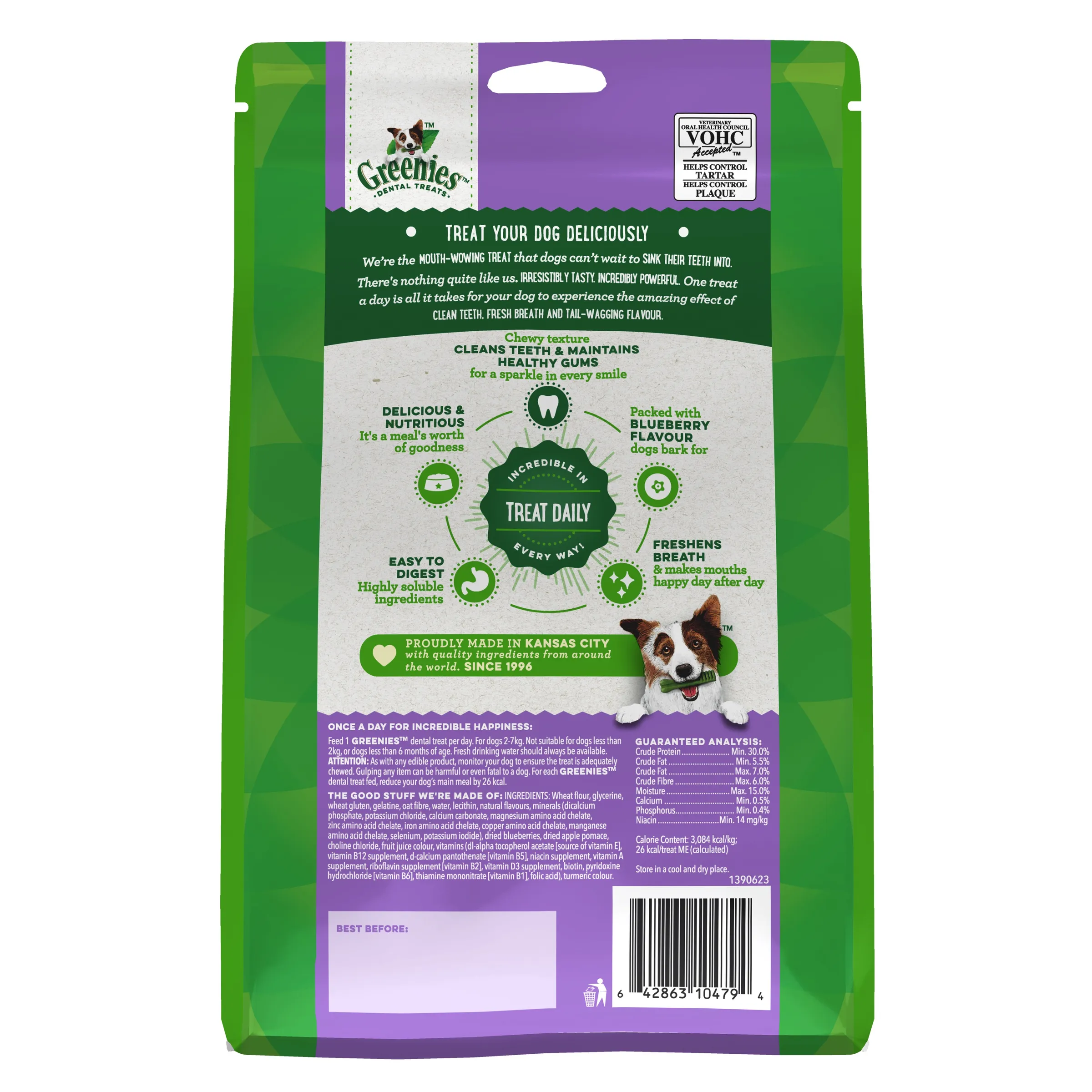 Greenies Dog Blueberry Dental Health Treats for Teenie Dogs 340g