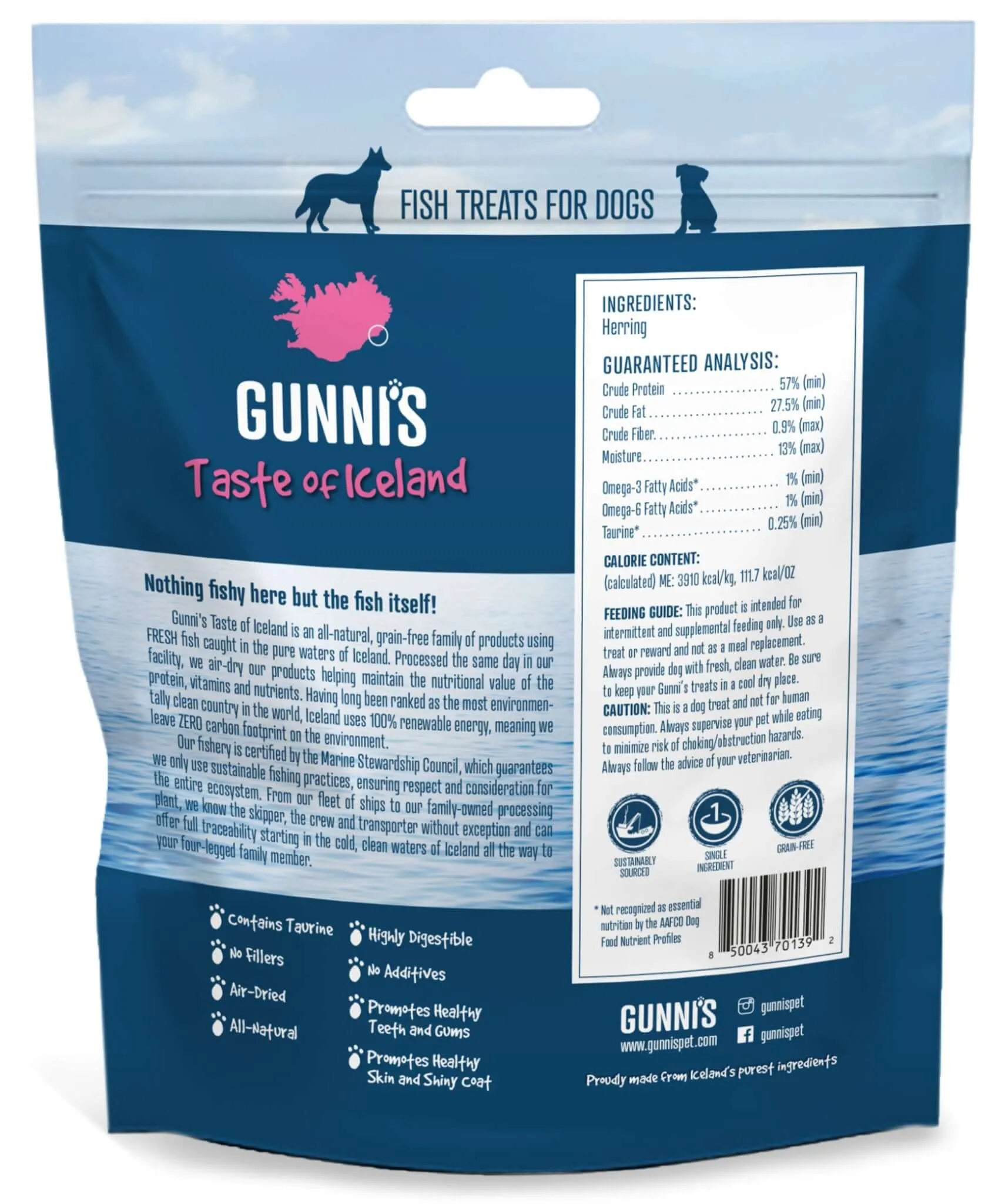 GUNNI'S Whole Herring Dog Treats 85g