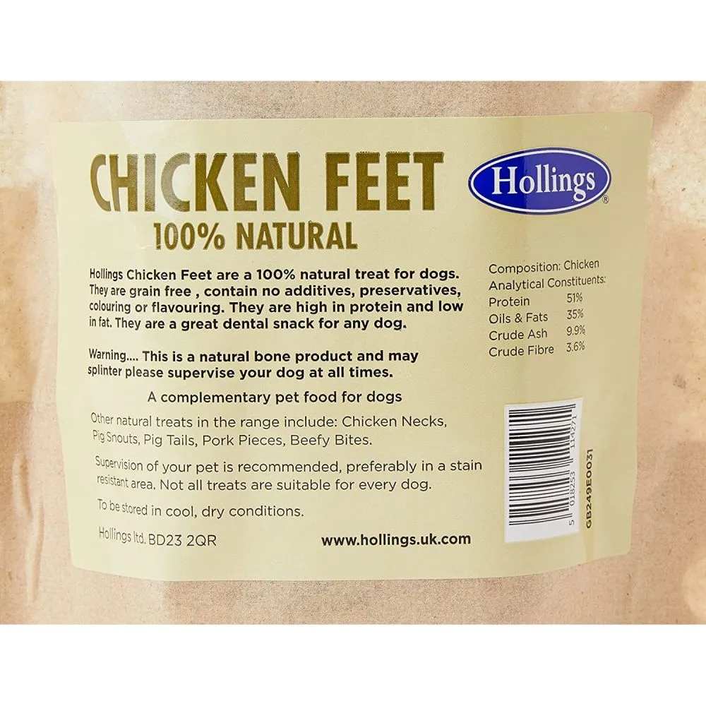 Hollings 100g Natural Chicken Feet Dog Treats