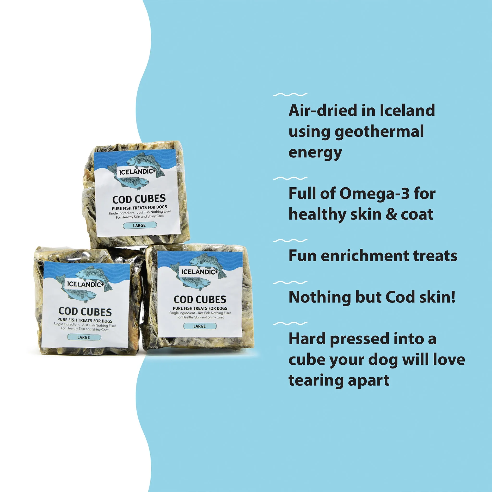 Icelandic  Large Cod Skin Cube Dog Treats