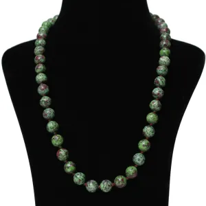 Imeora Hand Knotted Ruby Zoisite 10mm Natural Stone Necklace