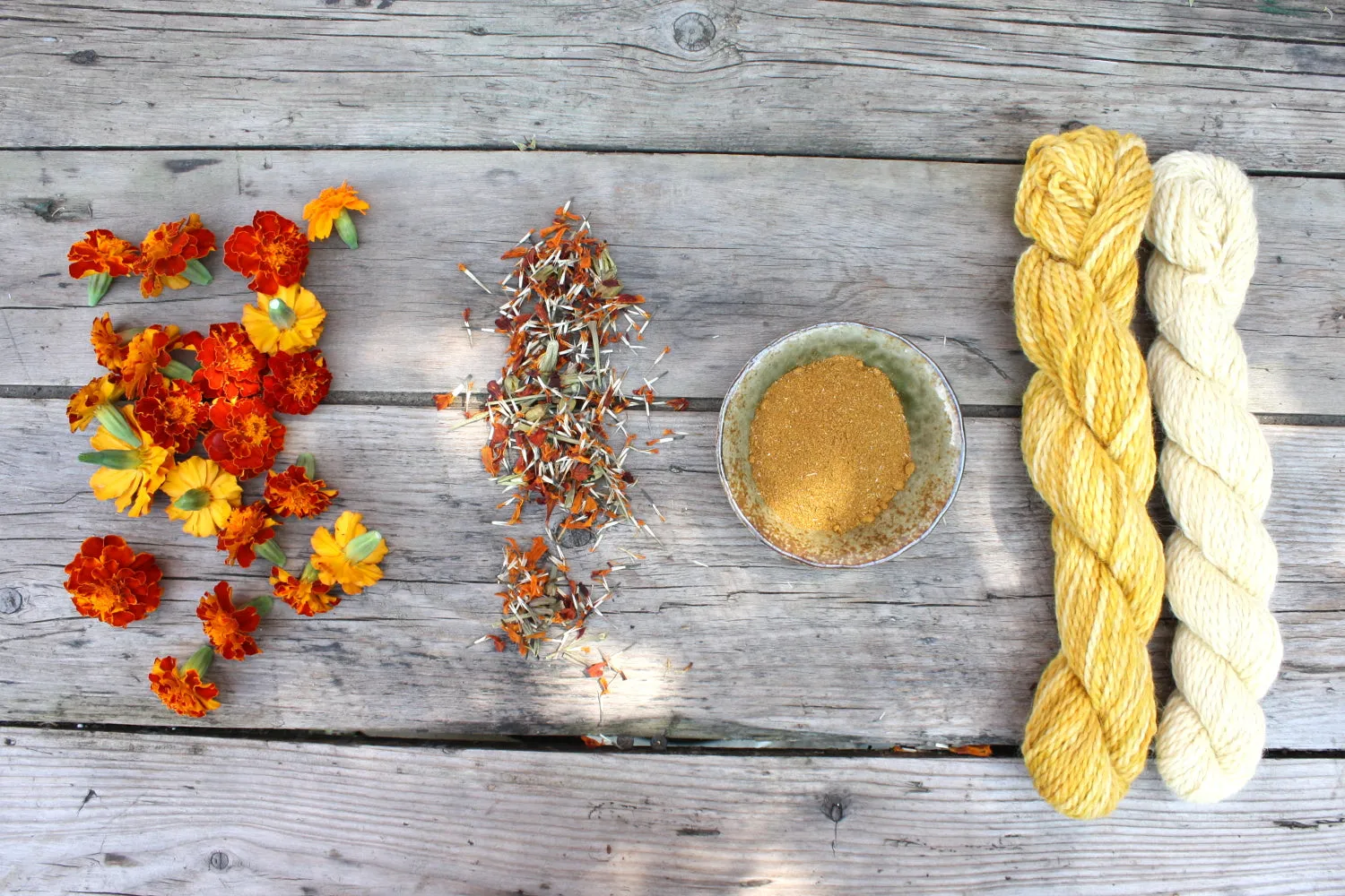 Marigold Natural Dye, powdered marigold flowers for dyeing rich yellows