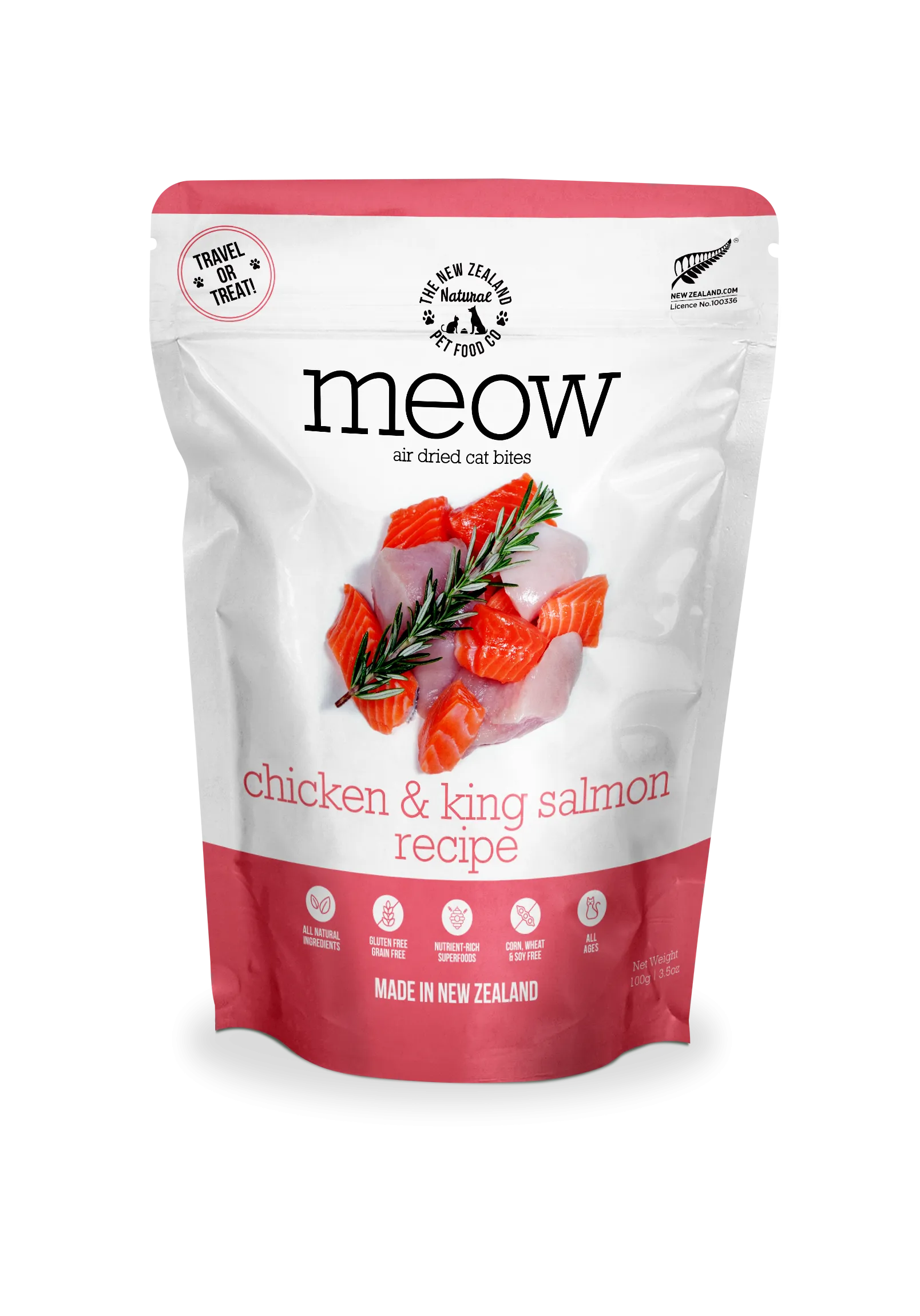 Meow Chicken & King Salmon Air Dried Cat Food 3.5oz