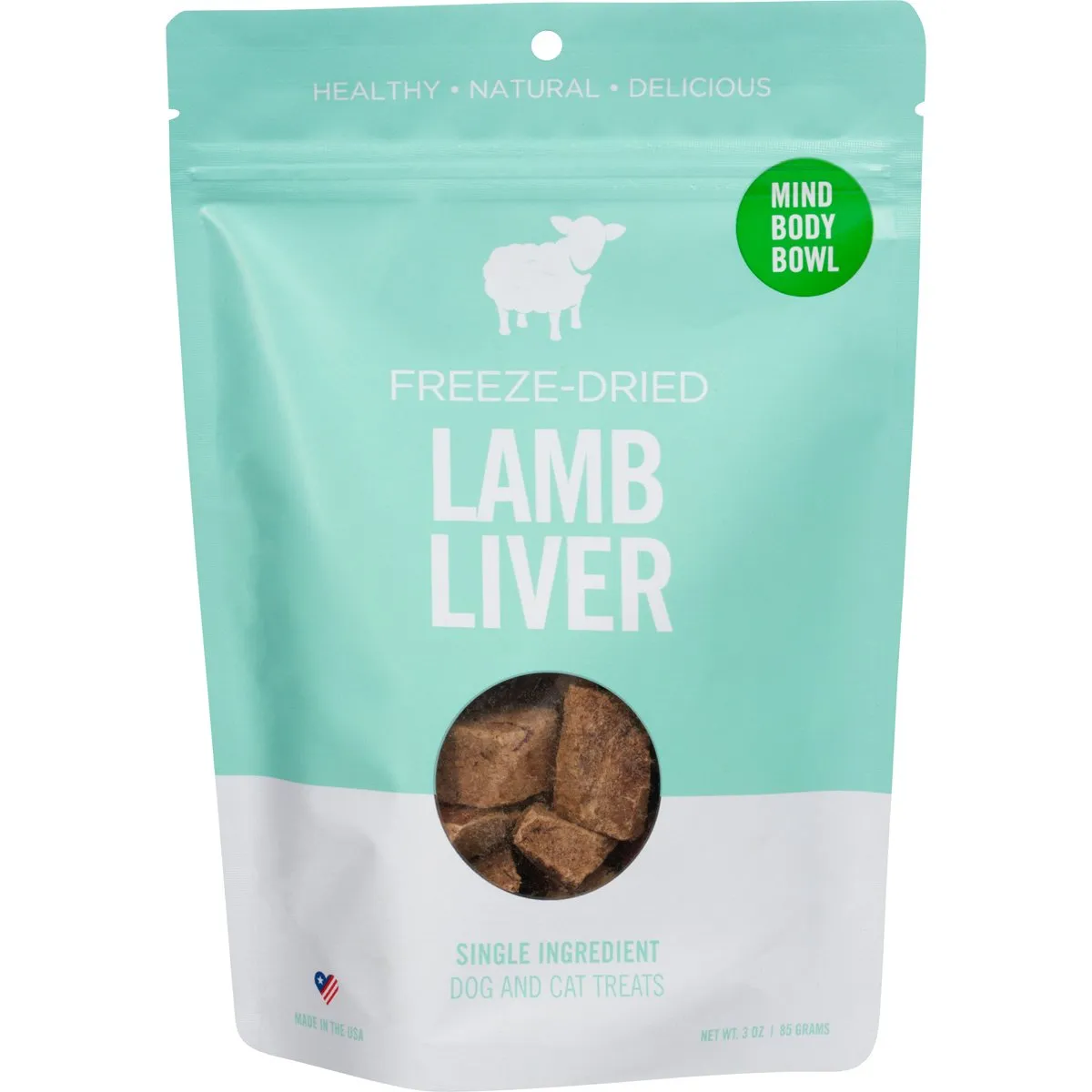 MIND BODY BOWL Lamb Liver Freeze-Dried Treats For Dogs and Cats - 3oz