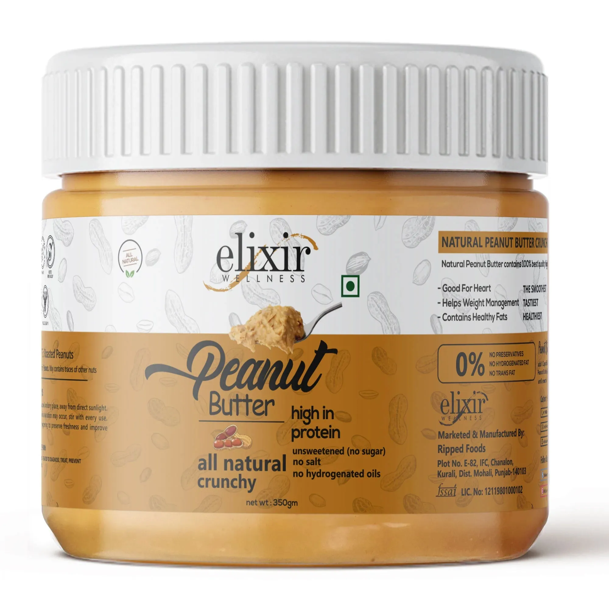 Natural Peanut Butter - Unsweetened - 30gm Protein