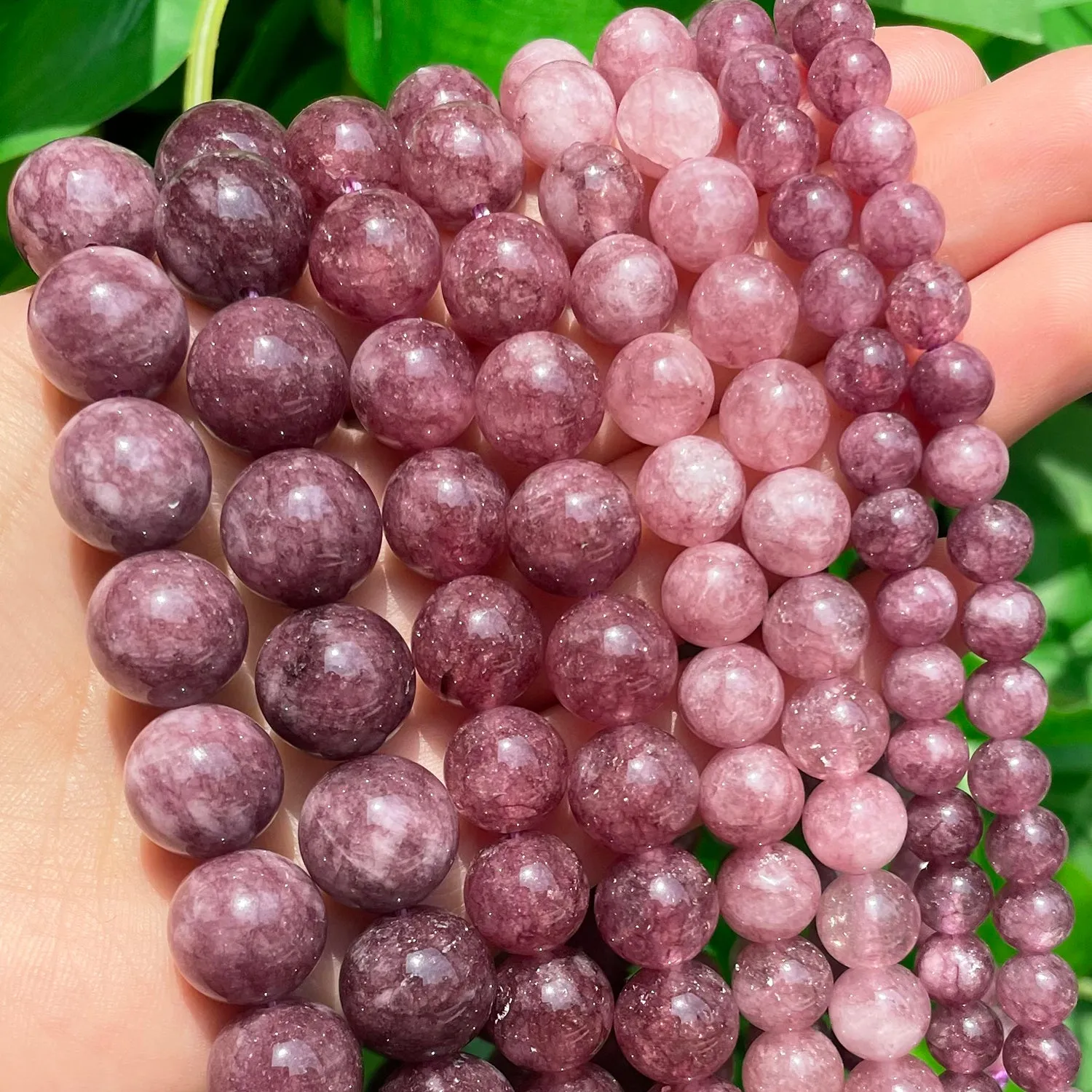 Natural Stone Beads Round Lepidolite bracelet