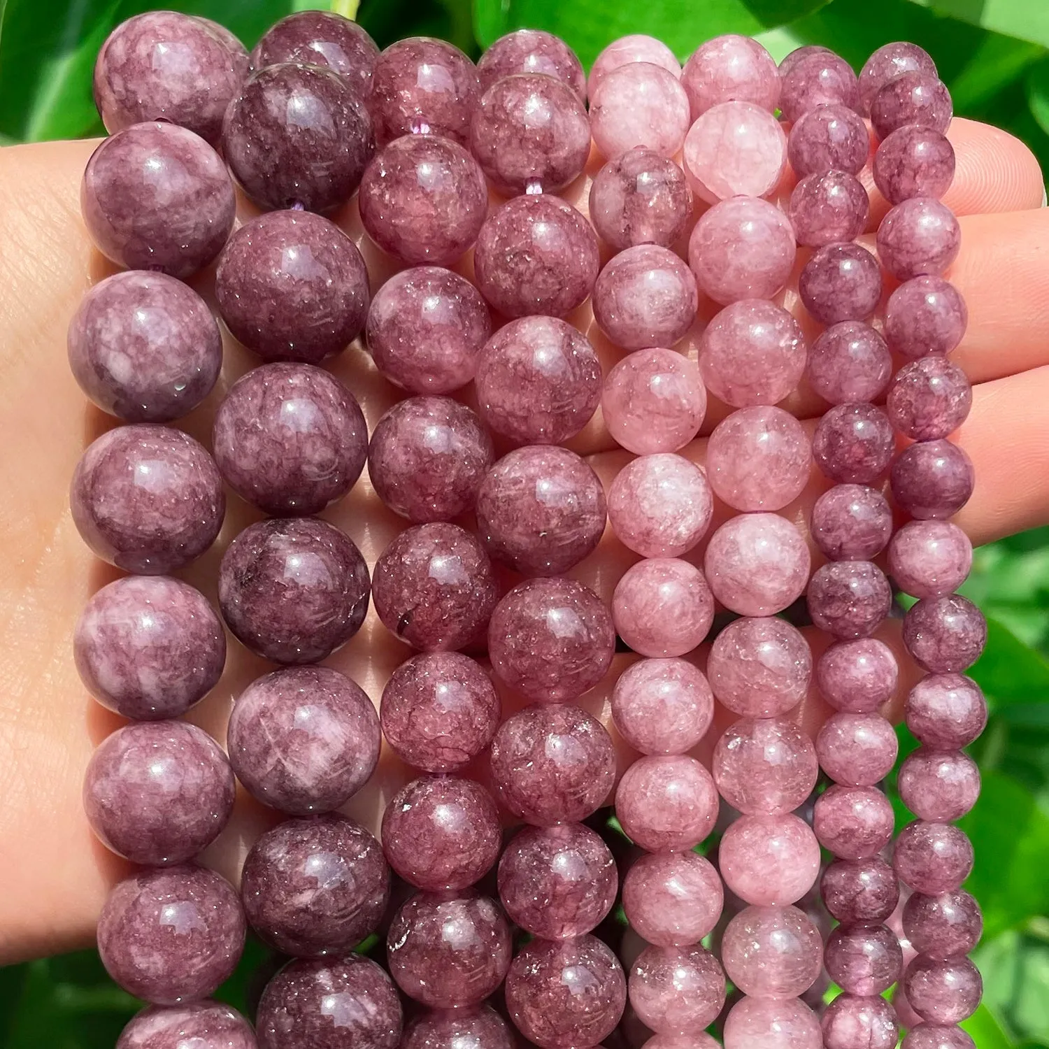 Natural Stone Beads Round Lepidolite bracelet