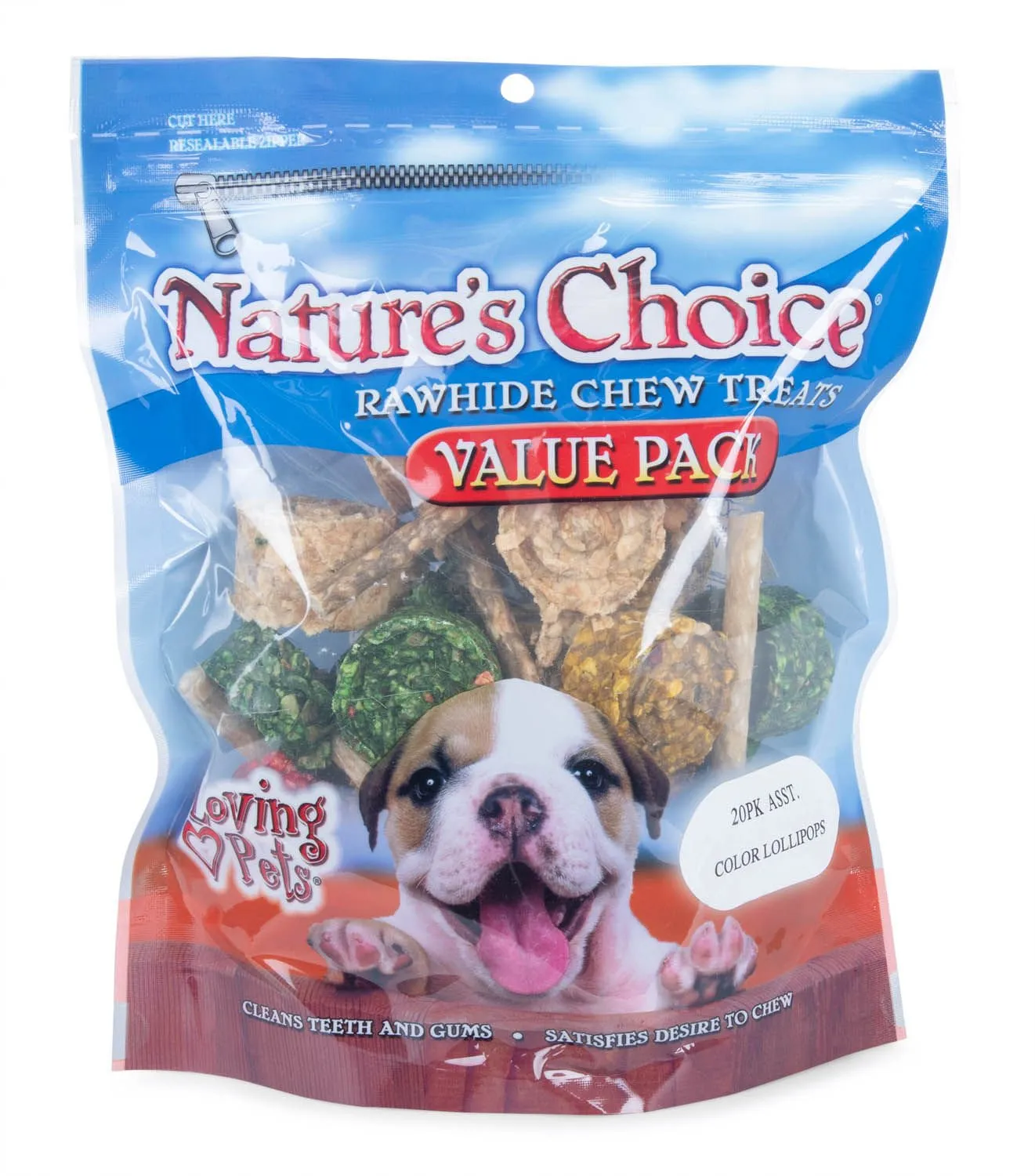 Nature's Choice Natural Rawhide Lollipop, Assorted Colors, 20 pk