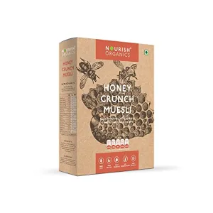 Nourish Organics Honey Crunch Muesli, 300g Pack | Healthy and Nutritious Breakfast Cereals with Whole Nuts | No Refined Sugar | Clean Label