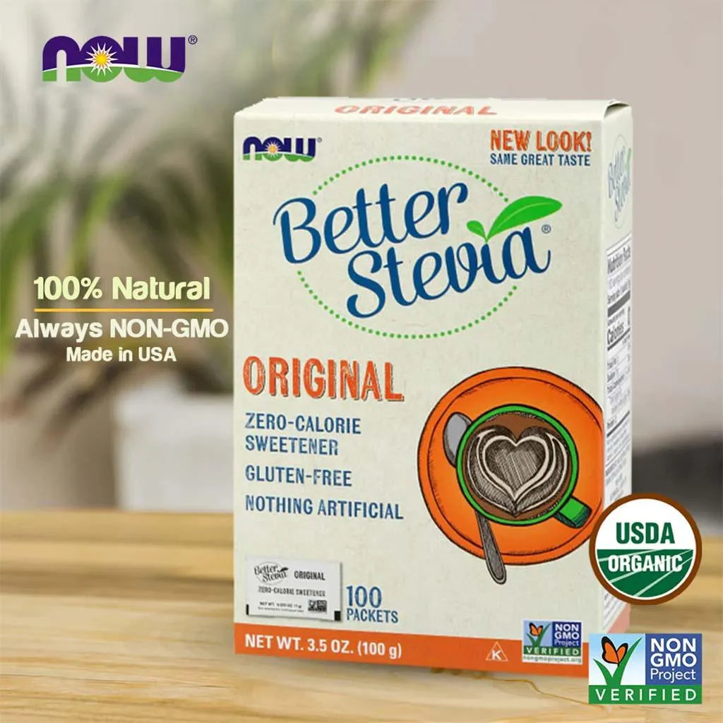 Now Better Stevia Zero-Calorie Sugar Free Sweetener, Pack of 100's