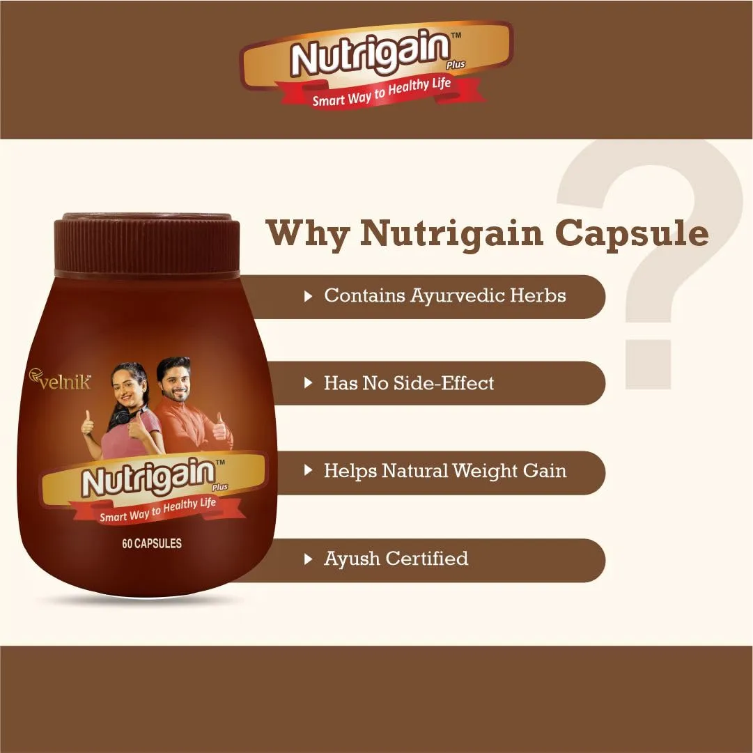 Nutrigain Plus Ayurvedic Weight Gainer Capsules (60 Capsules)