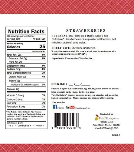 Nutristore Freeze-Dried Strawberries #10 Can - 40 Servings