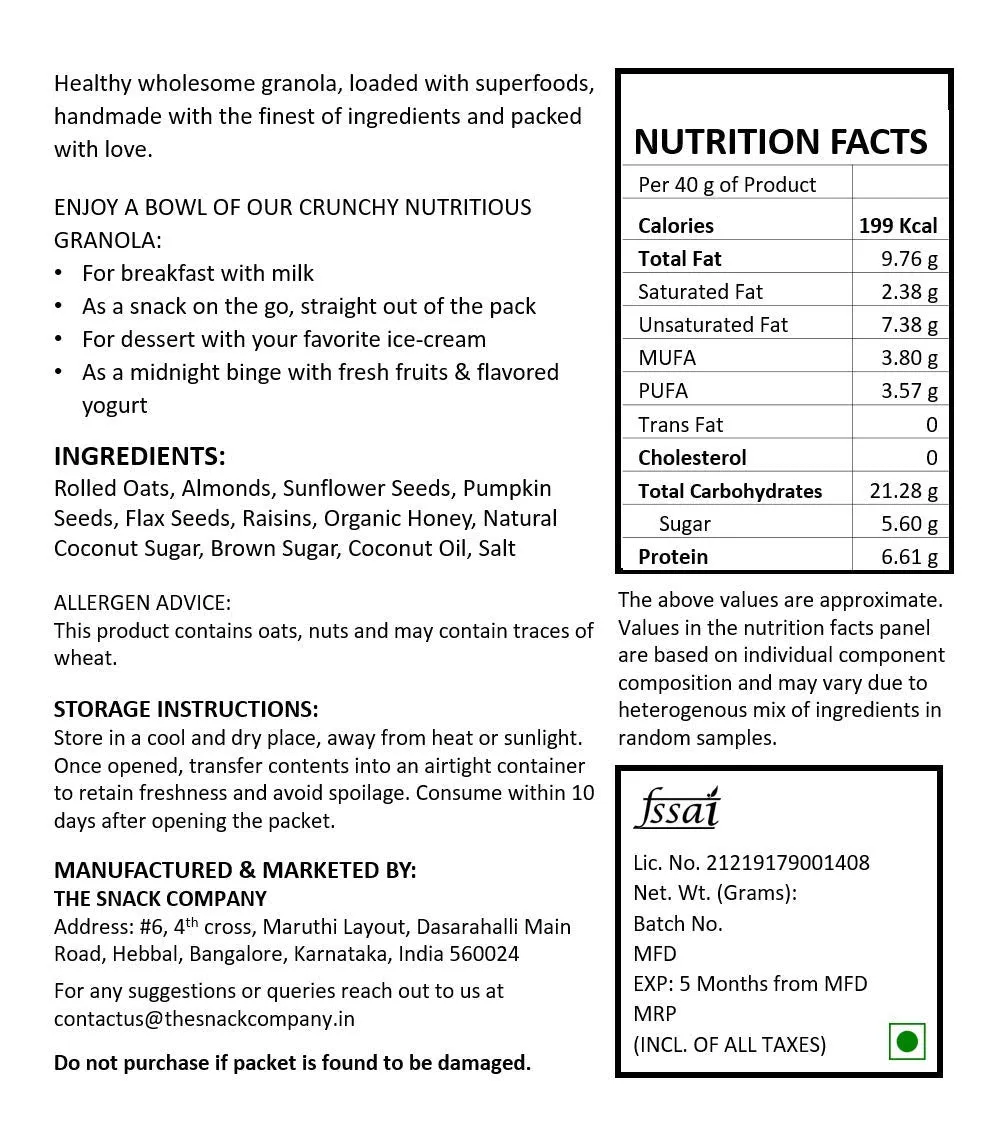 Nutty Loaded Granola - 500 GMS Healthy Breakfast Cereals - The Snack Company - Loaded with 35% Nuts & Seeds - Rich in Anti Oxidants & Protein - No Chemical Preservatives