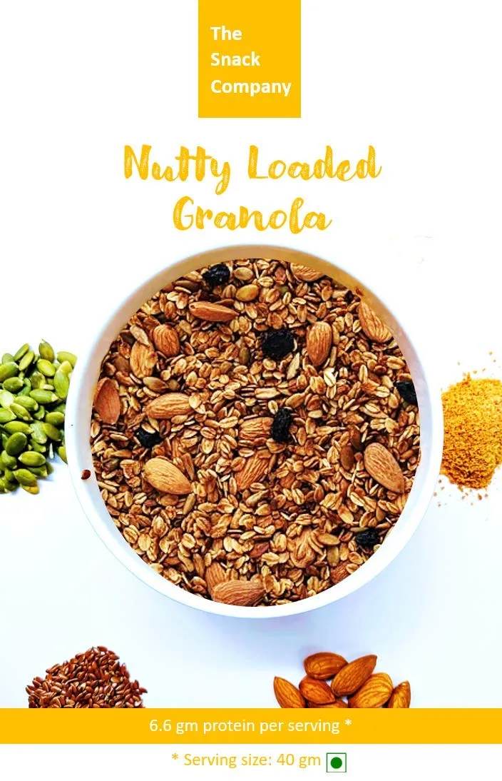 Nutty Loaded Granola - 500 GMS Healthy Breakfast Cereals - The Snack Company - Loaded with 35% Nuts & Seeds - Rich in Anti Oxidants & Protein - No Chemical Preservatives