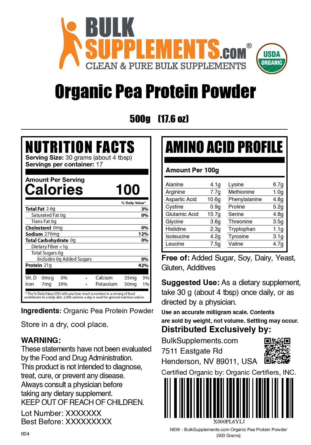 Organic Pea Protein Powder