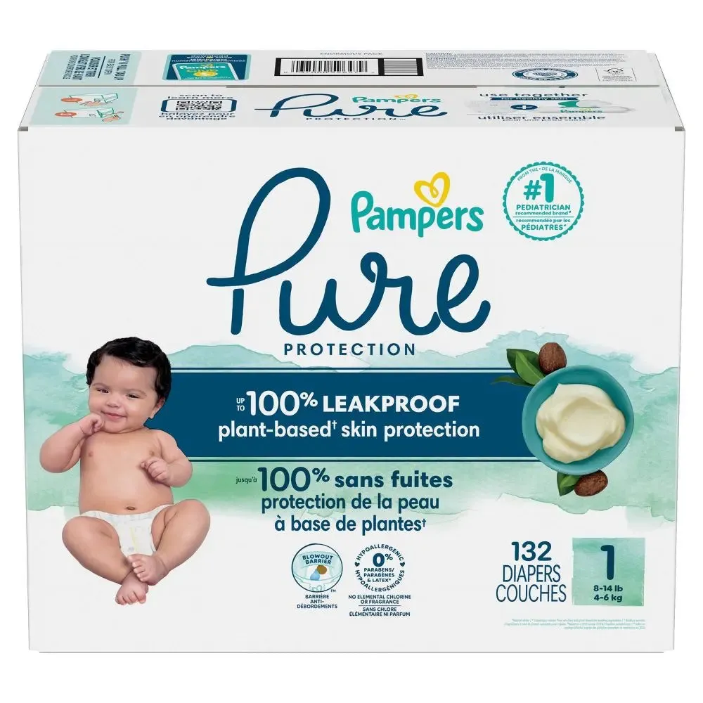 Pampers Pure Protection Diapers Enormous Pack - Size 1 - 132ct