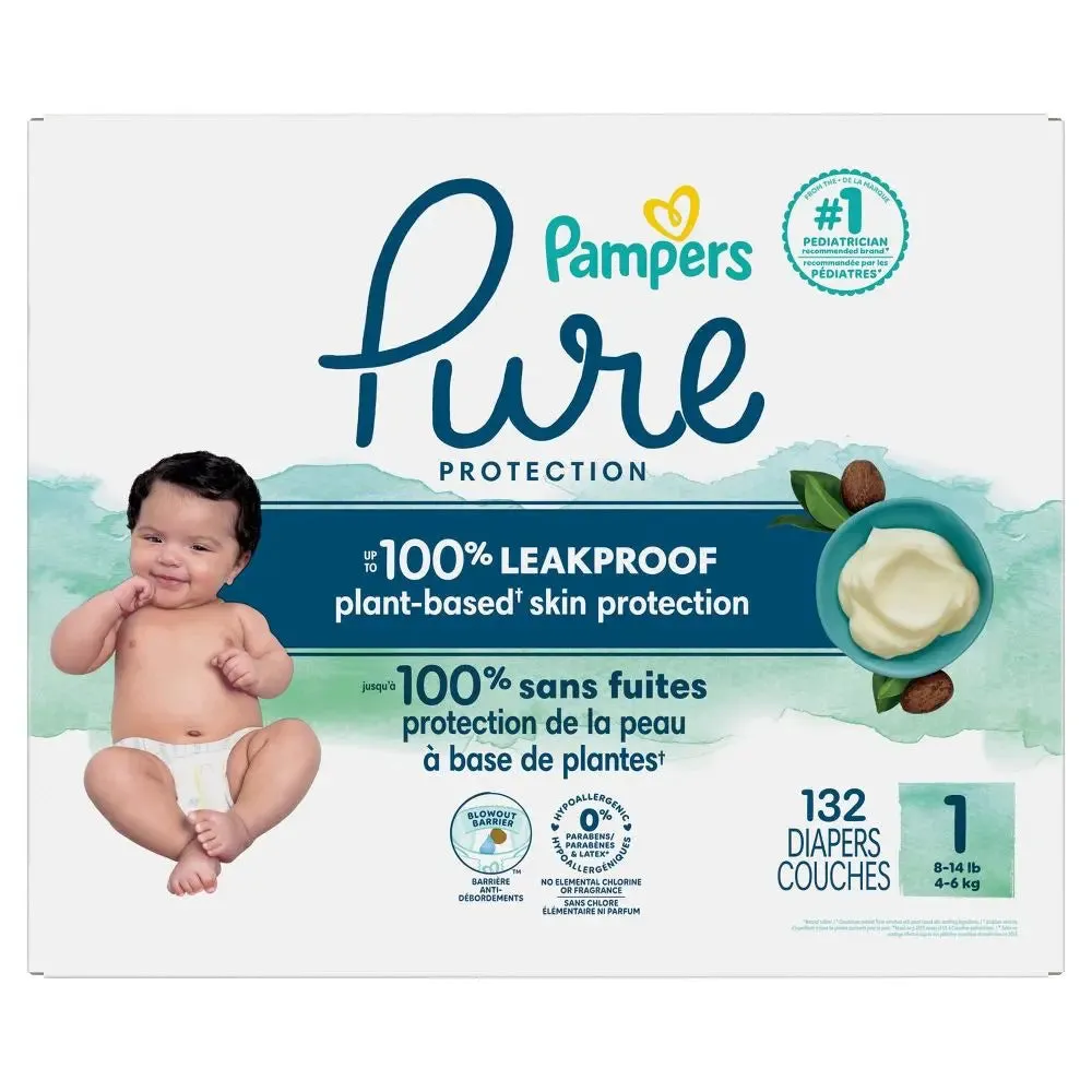 Pampers Pure Protection Diapers Enormous Pack - Size 1 - 132ct