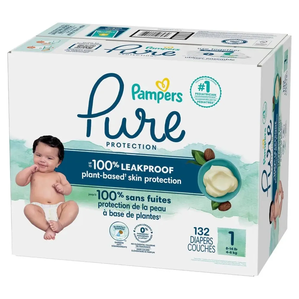 Pampers Pure Protection Diapers Enormous Pack - Size 1 - 132ct