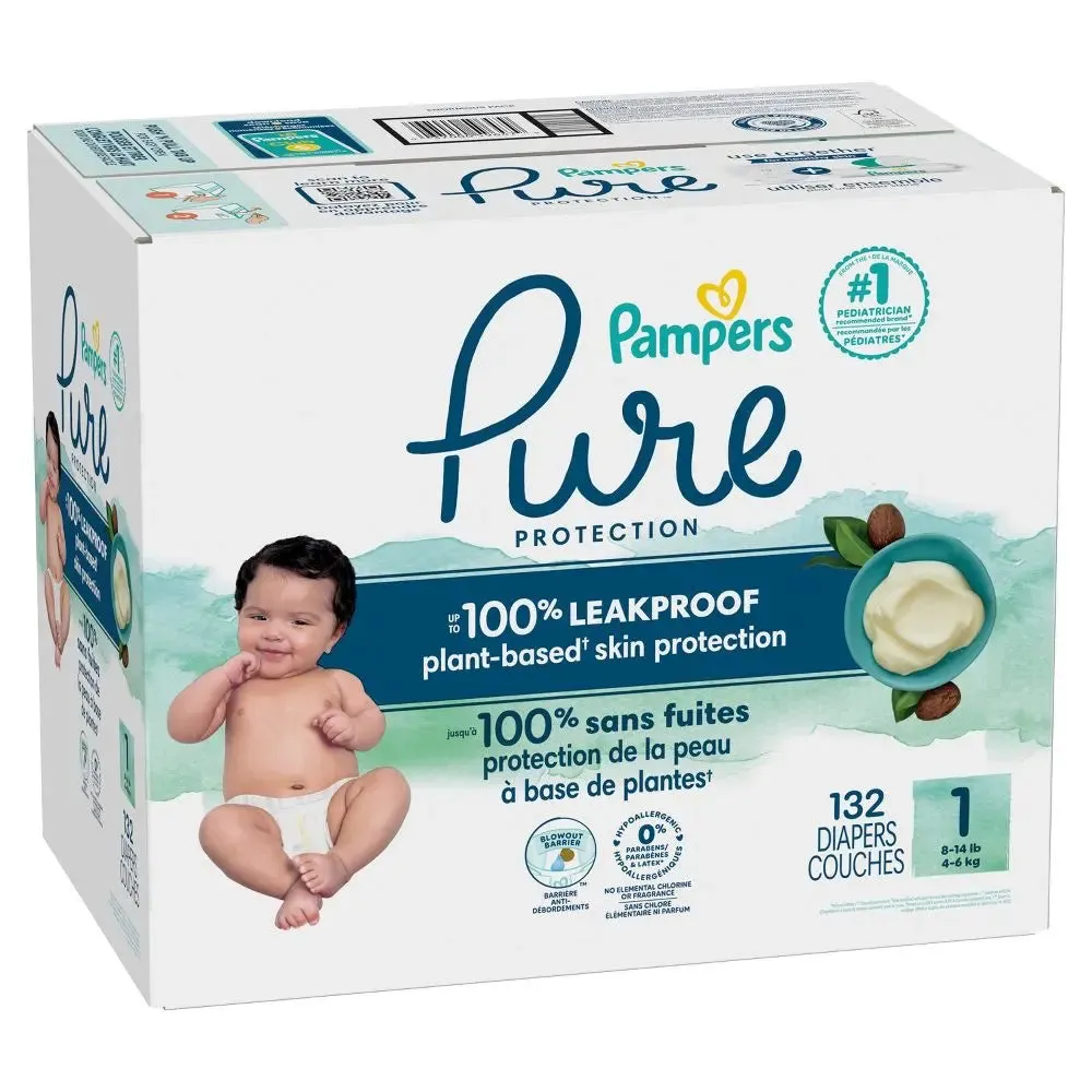 Pampers Pure Protection Diapers Enormous Pack - Size 1 - 132ct