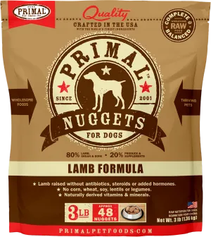 Primal Raw Frozen Lamb Formula For Dogs