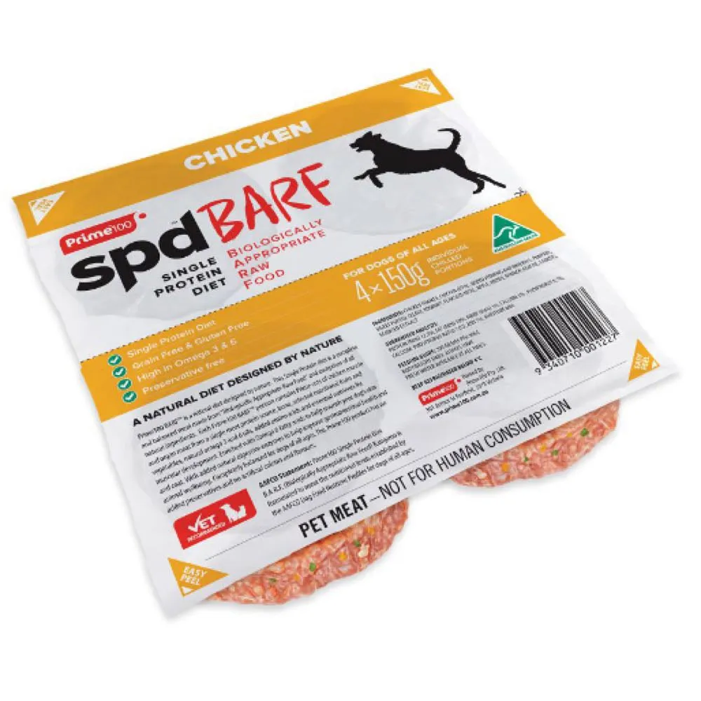 Prime100 SPD BARF Chicken Frozen Raw Dog Food 600g