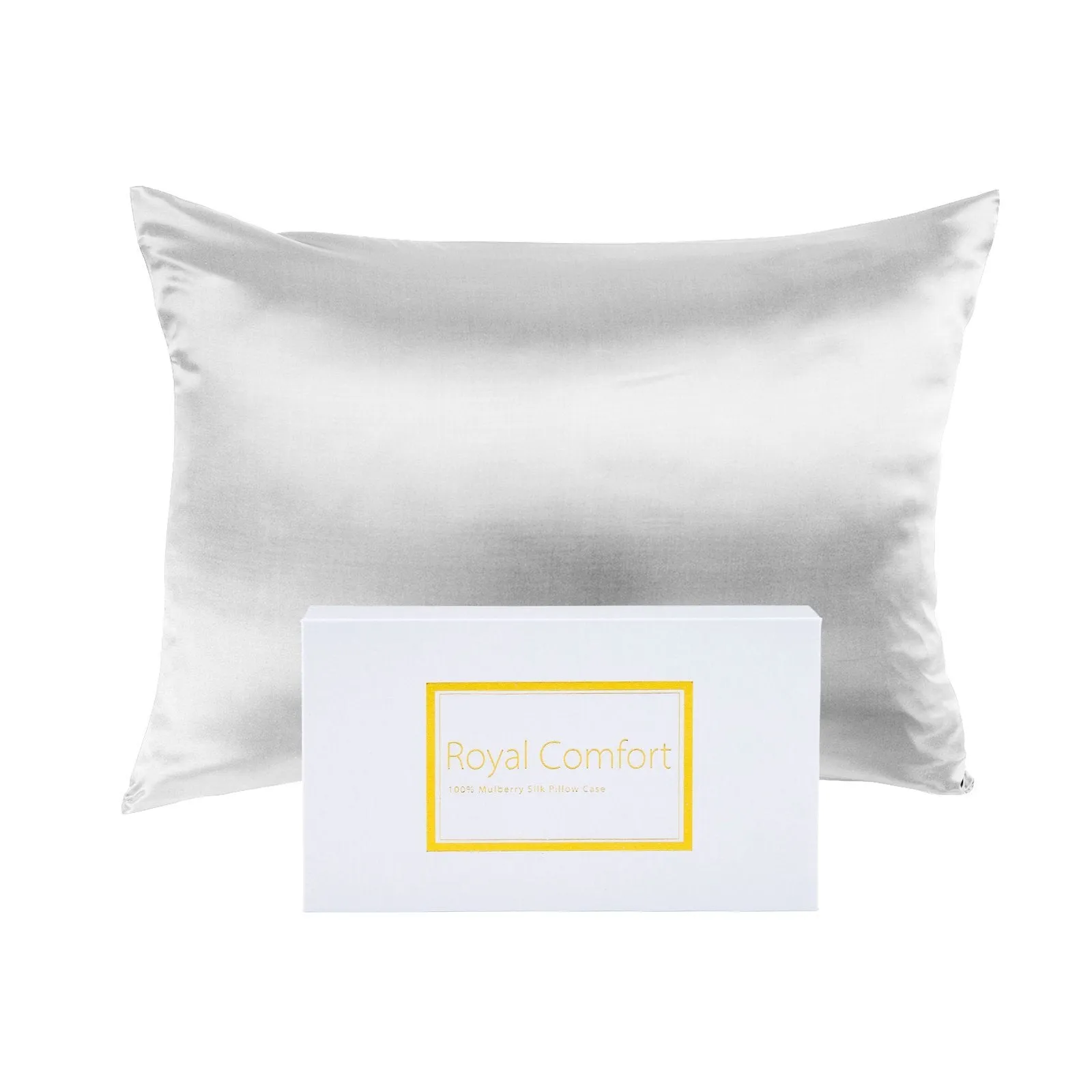 Royal Comfort Pure Silk Pillow Case 100% Mulberry Silk Hypoallergenic Pillowcase 51 x 76 cm Silver