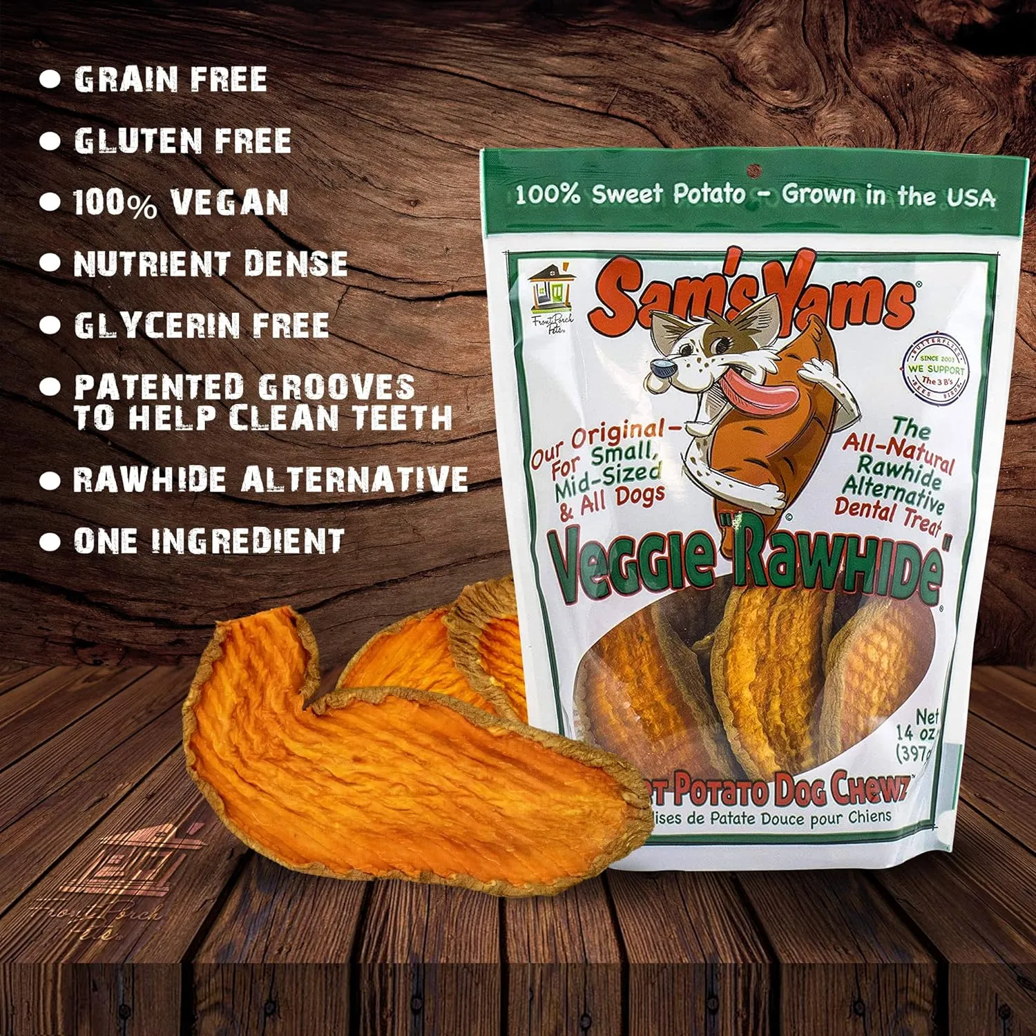 Sam's Yams - Sweet Potato - Dog Chew - Vegetarian Treat - USA