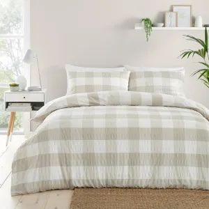 Seersucker Gingham Duvet Cover Set by Fusion in Natural