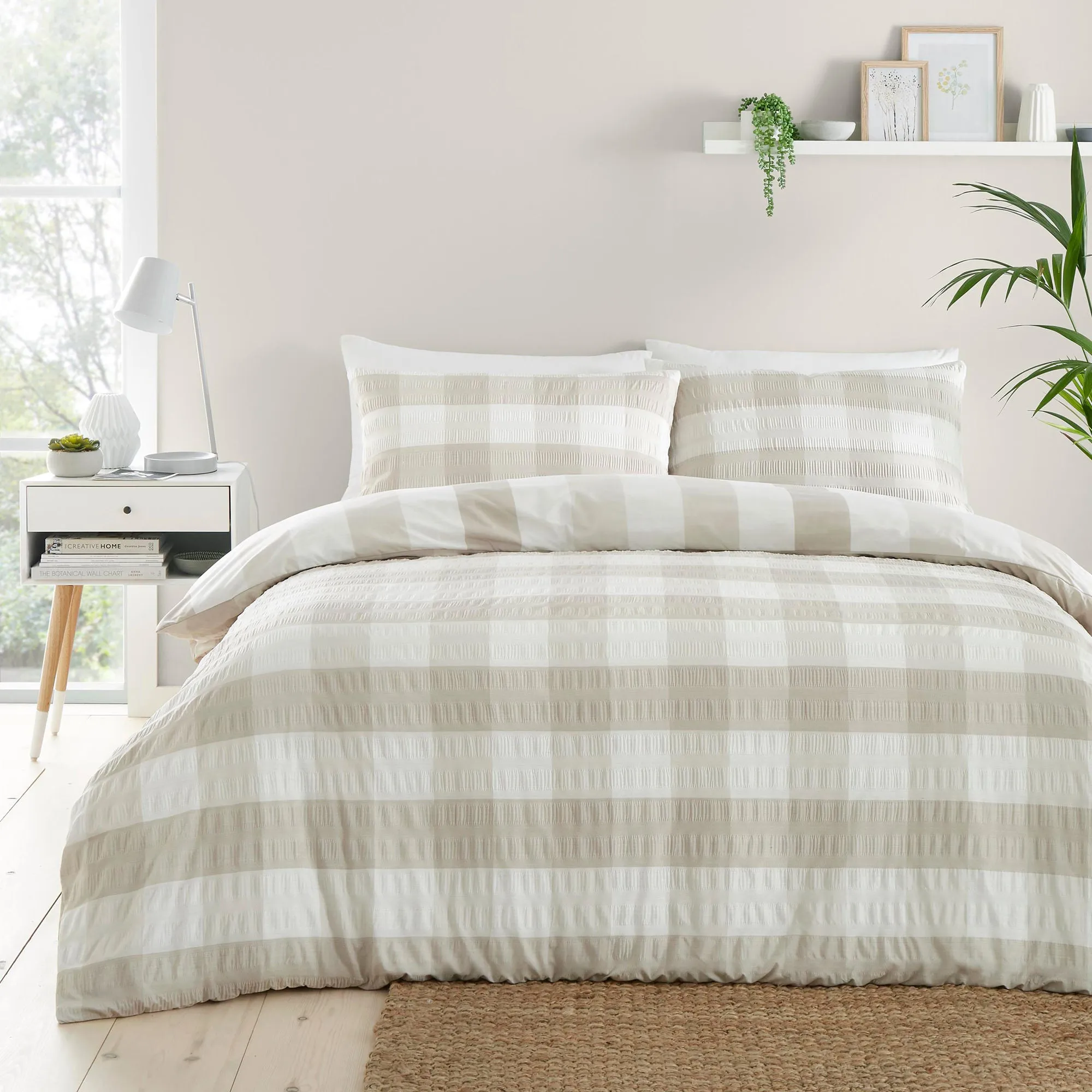 Seersucker Gingham Duvet Cover Set by Fusion in Natural