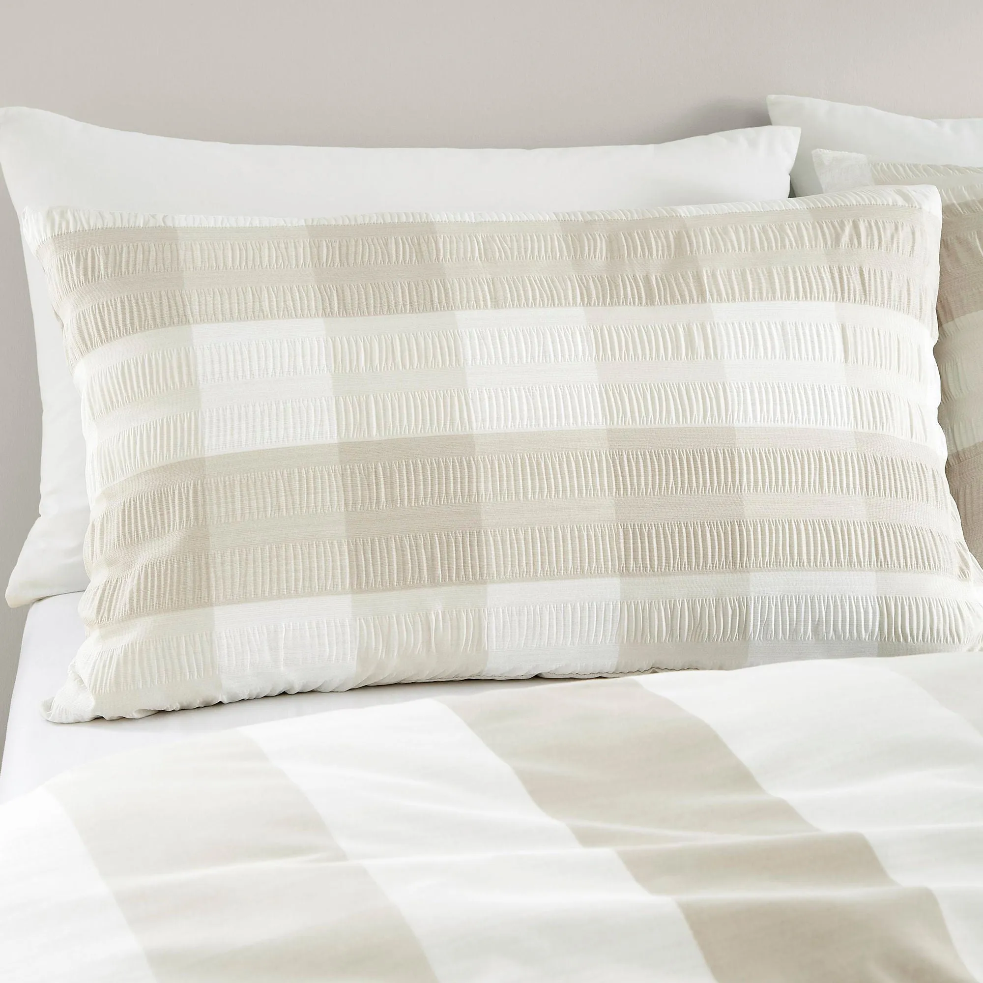 Seersucker Gingham Duvet Cover Set by Fusion in Natural