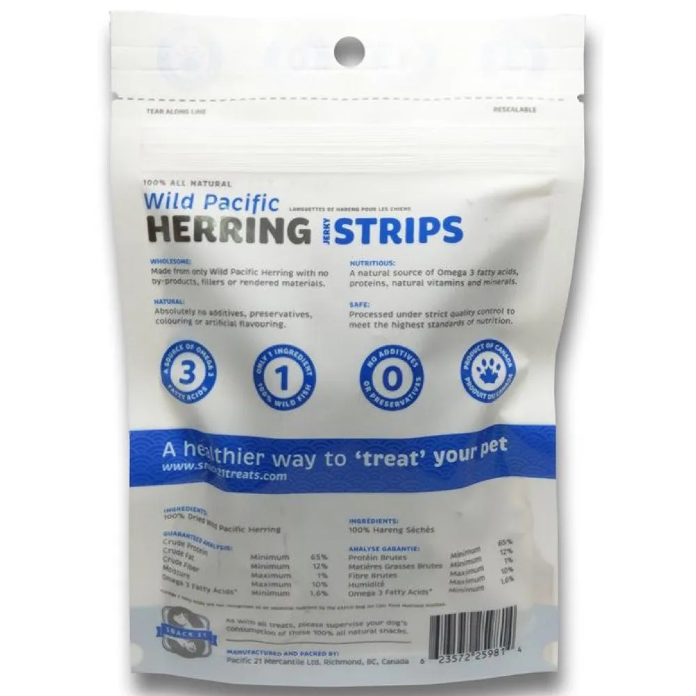 Snack 21 Wild Pacific Herring Jerky Strips Dog Treats 25g