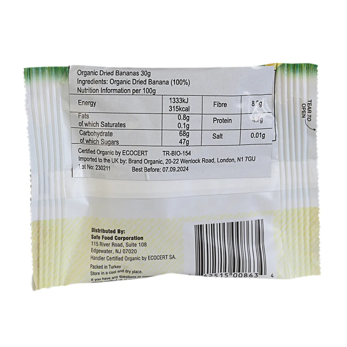 Sunny Fruit Organic Dried Banana 30g