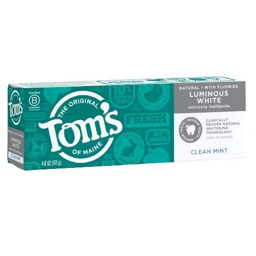 Tom's Of Maine Fluoride Toothpastes Luminous White Clean Mint 4 oz Paste