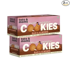 Tots & Moms Ragi & Almond Cookies | Pack of 2 - 150g each