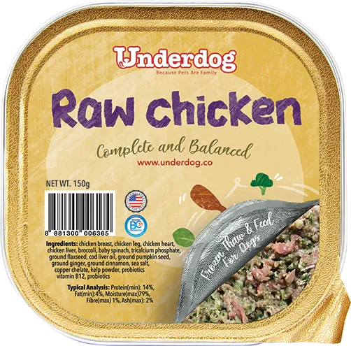 Underdog Raw Chicken Complete & Balanced Frozen Dog Food (150g)