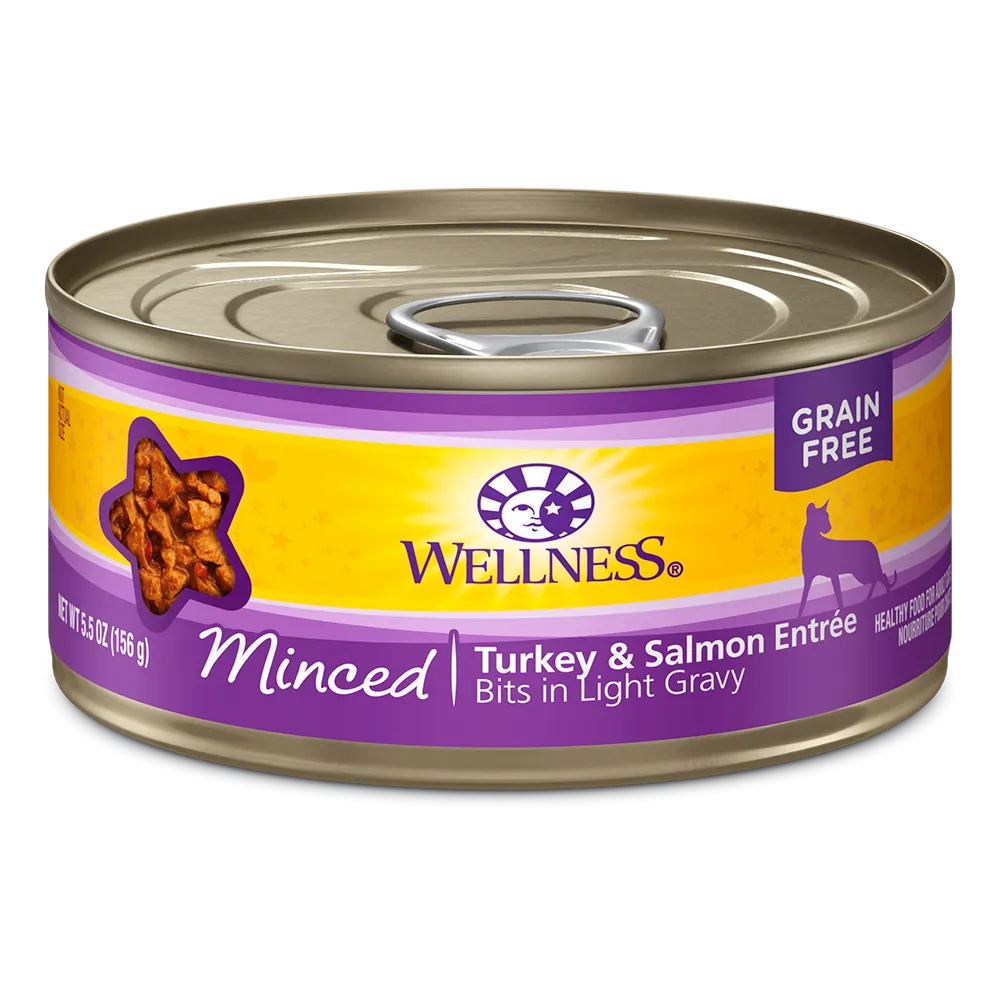 Wellness Cat Grain Free Minced Turkey & Salmon Entree 5.5oz