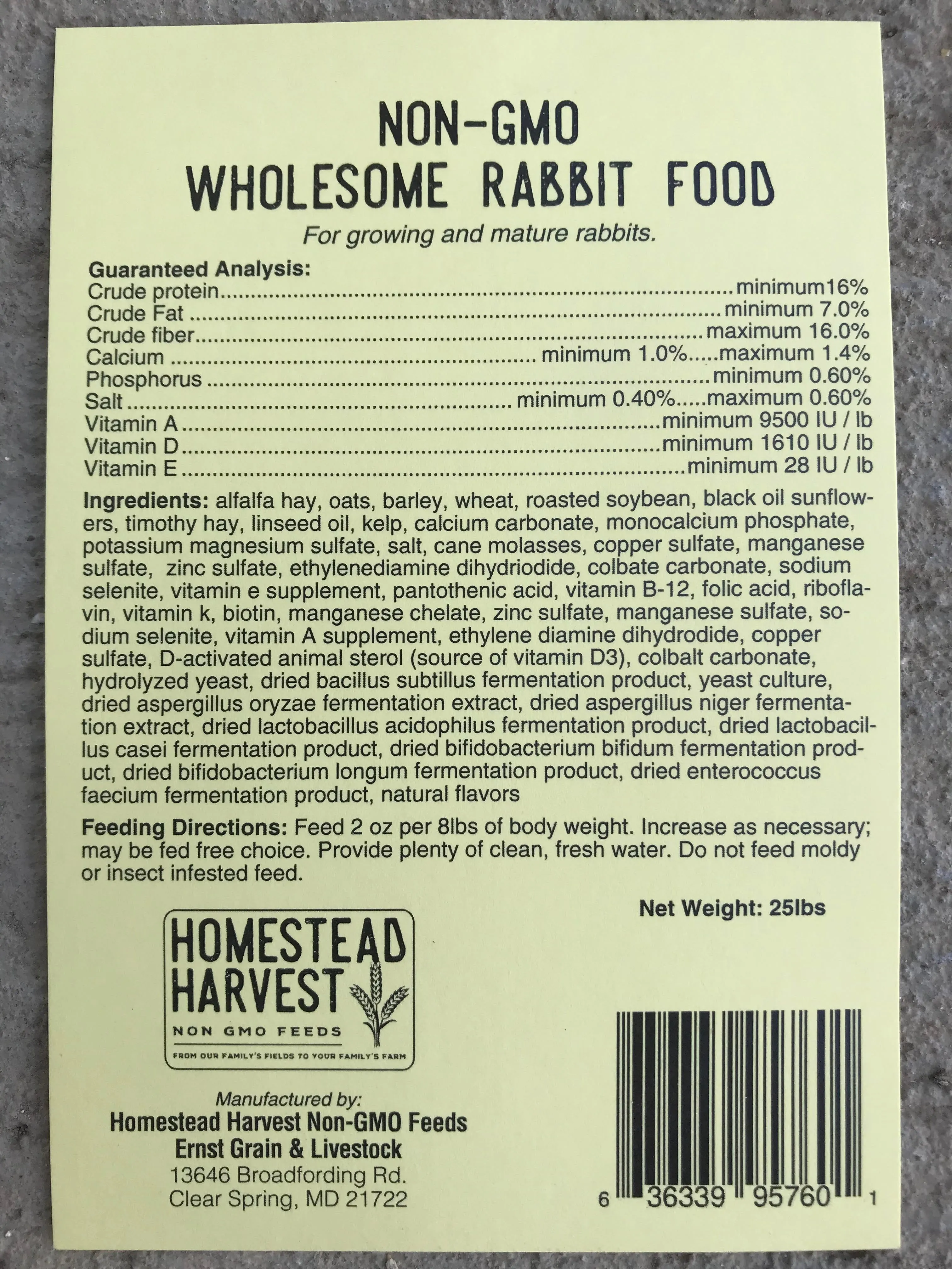 Wholesome Harvest Non-GMO Wholesome Rabbit Food